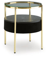 Nedman Black/Gold Finish Accent Table with Speaker by Ashley at Eve Furniture