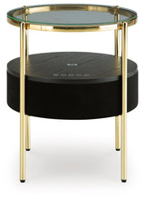 Nedman Black/Gold Finish Accent Table with Speaker by Ashley at Eve Furniture