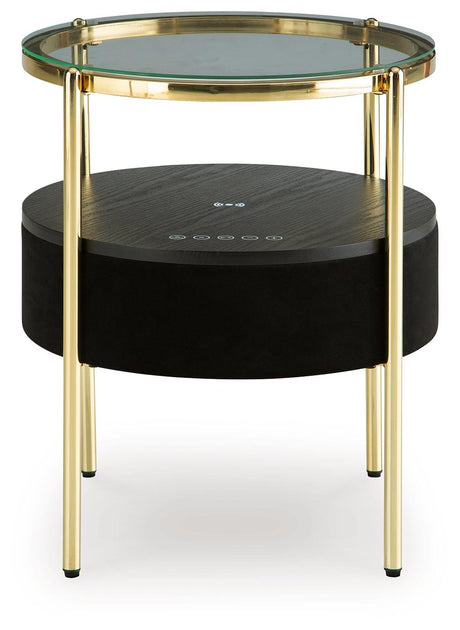 Nedman Black/Gold Finish Accent Table with Speaker by Ashley at Eve Furniture