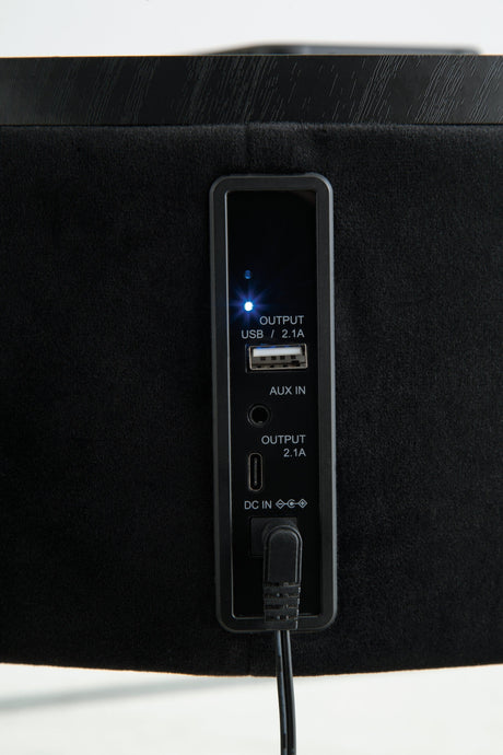 Nedman Black/Gold Finish Accent Table with Speaker by Ashley at Eve Furniture