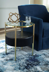 Nedman Black/Gold Finish Accent Table with Speaker by Ashley at Eve Furniture