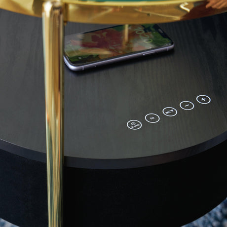 Nedman Black/Gold Finish Accent Table with Speaker by Ashley at Eve Furniture