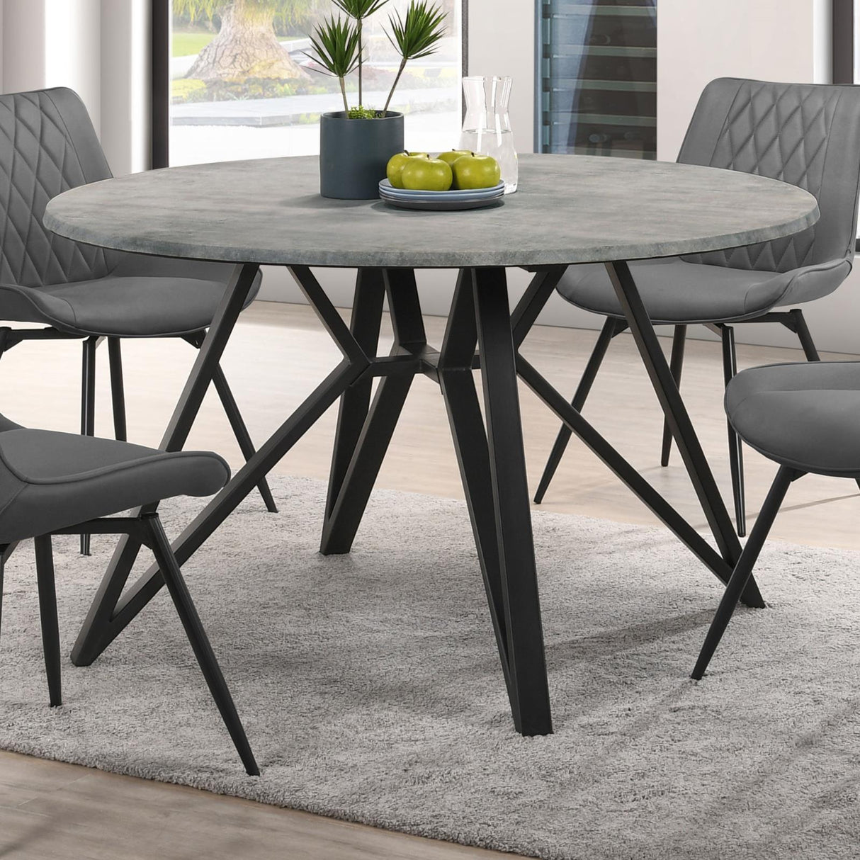 Neil Concrete/Black Round Wood Top Dining Table by Coaster at Eve Furniture