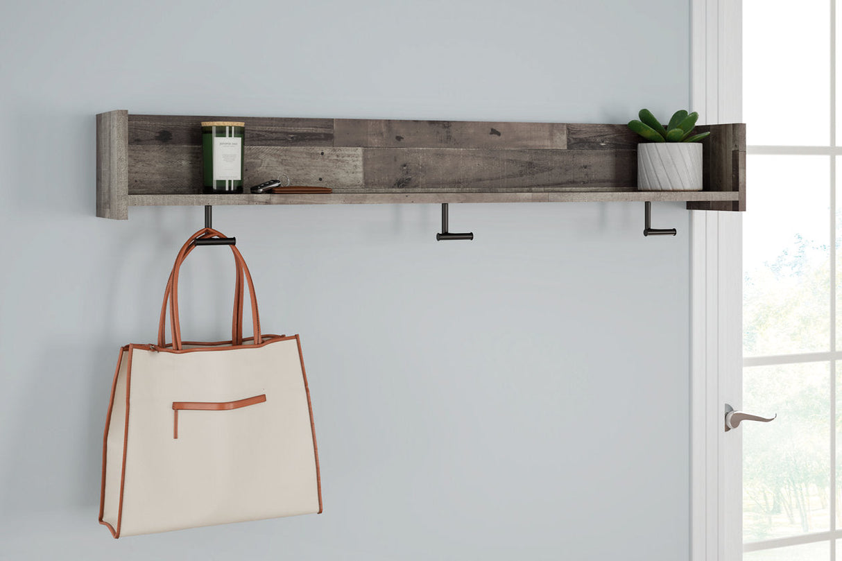 Neilsville Multi Gray Wall Mounted Coat Rack with Shelf by ASHLEY FURNITURE at Eve Furniture