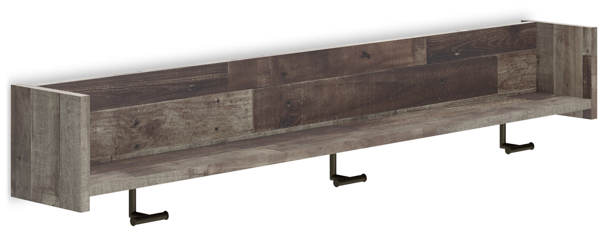 Neilsville Multi Gray Wall Mounted Coat Rack with Shelf by ASHLEY FURNITURE at Eve Furniture