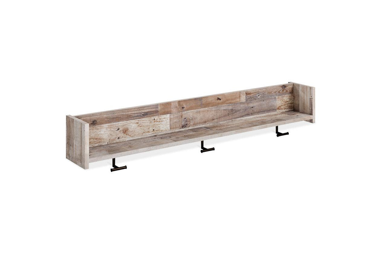 Neilsville Whitewash Wall Mounted Coat Rack with Shelf by Ashley at Eve Furniture
