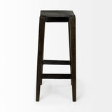 Nell 30" Seat Height Black Metal Seat & Foot Rest With Black Wood Legs Stool by Mercana at Eve Furniture