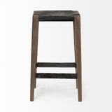 Nell 30" Seat Height Black Metal Seat & Foot Rest With Brown Wood Legs Stool by Mercana at Eve Furniture
