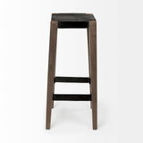 Nell 30" Seat Height Black Metal Seat & Foot Rest With Brown Wood Legs Stool by Mercana at Eve Furniture