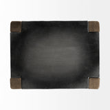 Nell 30" Seat Height Black Metal Seat & Foot Rest With Brown Wood Legs Stool by Mercana at Eve Furniture