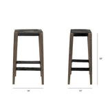 Nell 30" Seat Height Black Metal Seat & Foot Rest With Brown Wood Legs Stool by Mercana at Eve Furniture