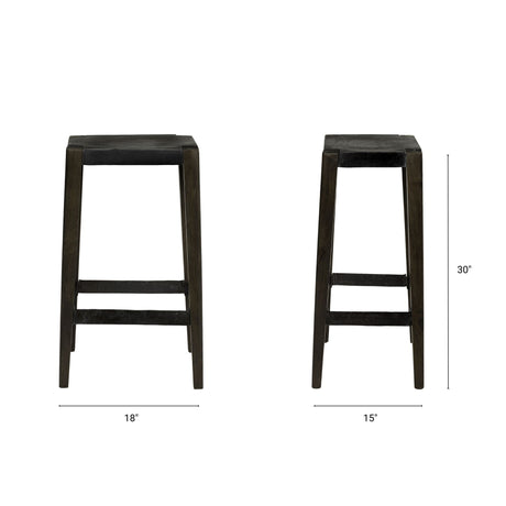 Nell Black Metal Seat & Foot Rest With Black Wood Legs Stool by Mercana at Eve Furniture