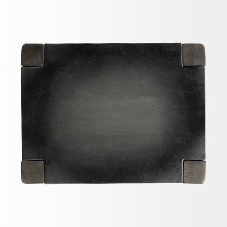 Nell Black Metal Seat & Foot Rest With Black Wood Legs Stool by Mercana at Eve Furniture