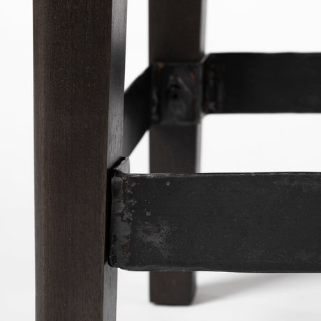Nell Black Metal Seat & Foot Rest With Black Wood Legs Stool by Mercana at Eve Furniture