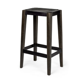 Nell Black Metal Seat & Foot Rest With Black Wood Legs Stool by Mercana at Eve Furniture