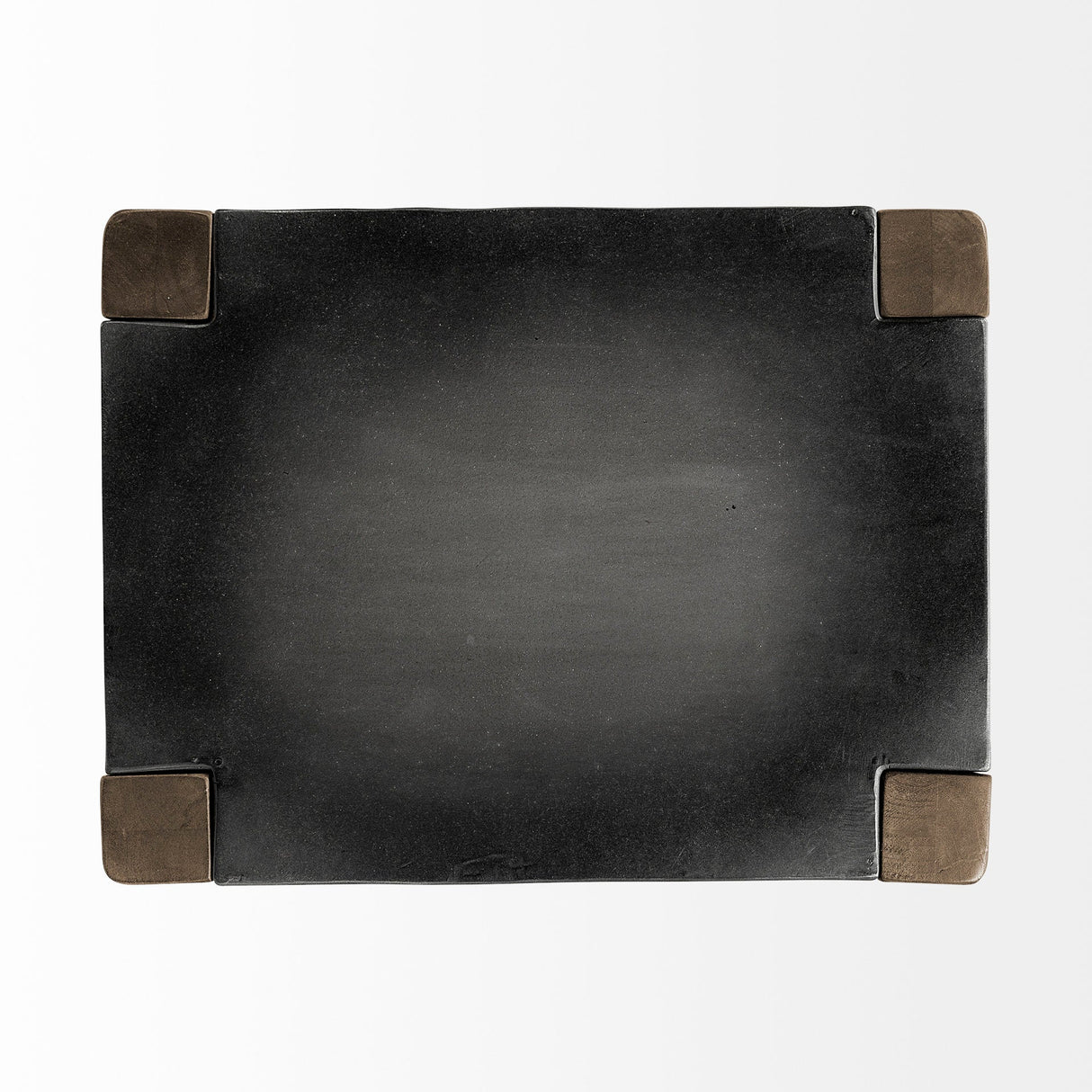 Nell Black Metal Seat & Foot Rest With Brown Wood Legs Stool by Mercana at Eve Furniture