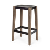 Nell Black Metal Seat & Foot Rest With Brown Wood Legs Stool by Mercana at Eve Furniture