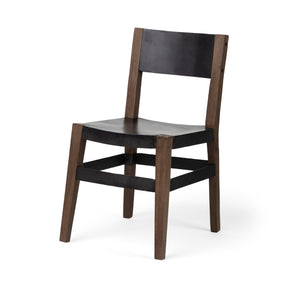 Nell I Black Iron Seat Solid Brown Wooden Base Dining Chair by Mercana at Eve Furniture