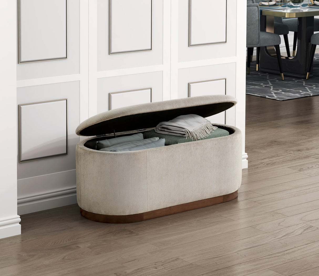 Nell Taupe Lift-Top Storage Bench by Homelegance at Eve Furniture