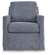 Nenana Next-Gen Nuvella Denim Swivel Glider Accent Chair