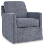 Nenana Next-Gen Nuvella Denim Swivel Glider Accent Chair by Ashley at Eve Furniture