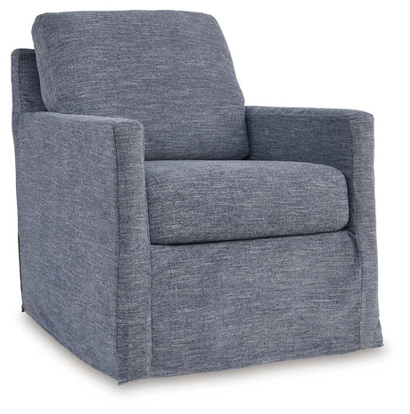 Nenana Next-Gen Nuvella Denim Swivel Glider Accent Chair by Ashley at Eve Furniture