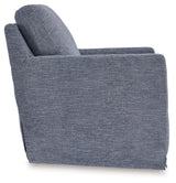 Nenana Next-Gen Nuvella Denim Swivel Glider Accent Chair by Ashley at Eve Furniture