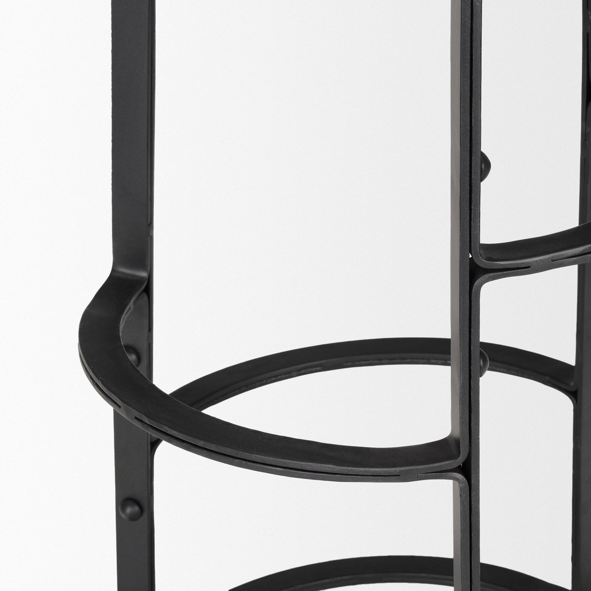 Neo Brown Wood Seat Black Metal Frame Stool by Mercana at Eve Furniture