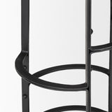 Neo Brown Wood Seat Black Metal Frame Stool by Mercana at Eve Furniture