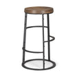 Neo Brown Wood Seat Black Metal Frame Stool by Mercana at Eve Furniture