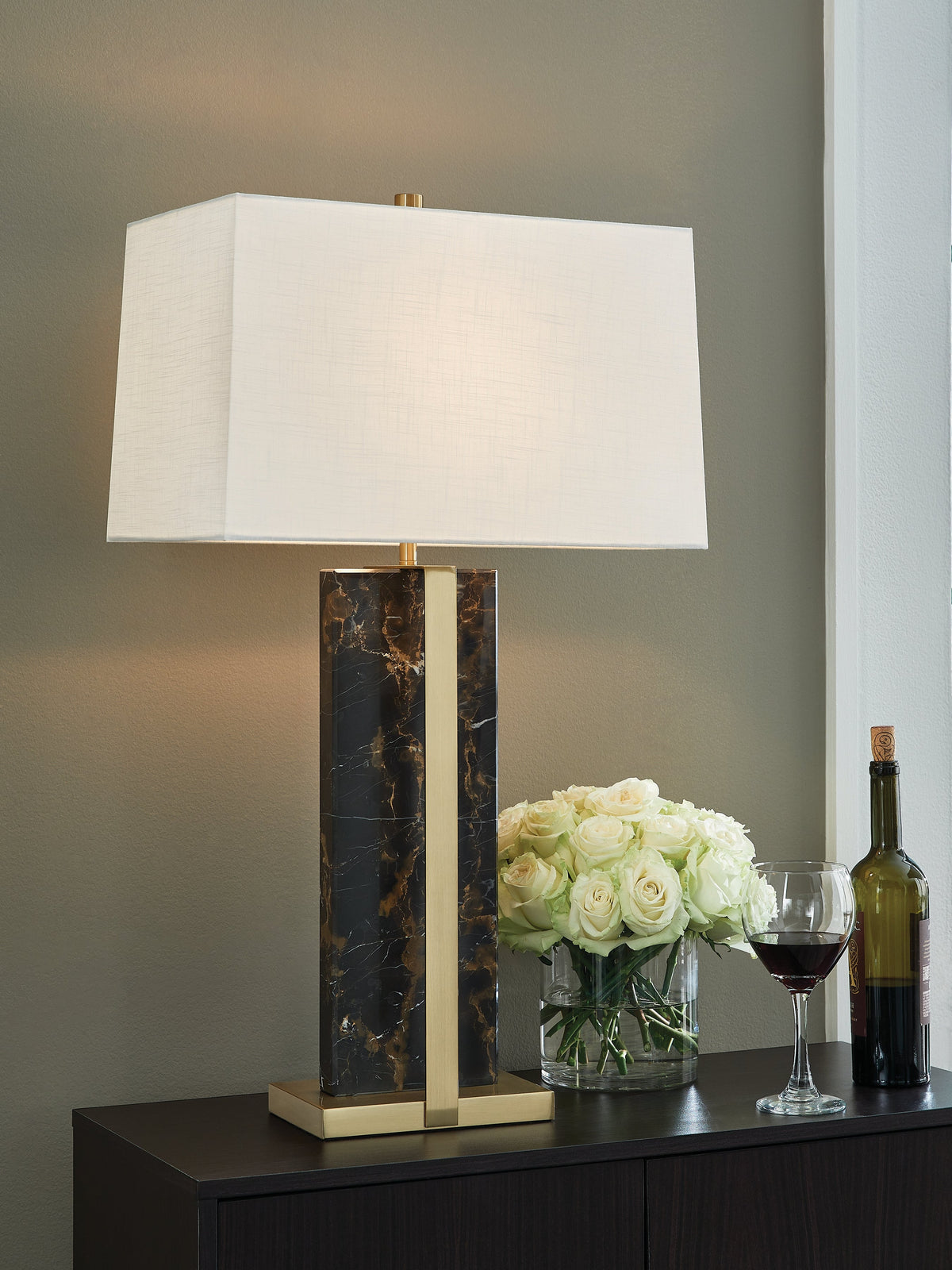 Neonish Black/Gold Finish Table Lamp by Ashley at Eve Furniture