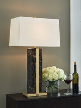 Neonish Black/Gold Finish Table Lamp by Ashley at Eve Furniture