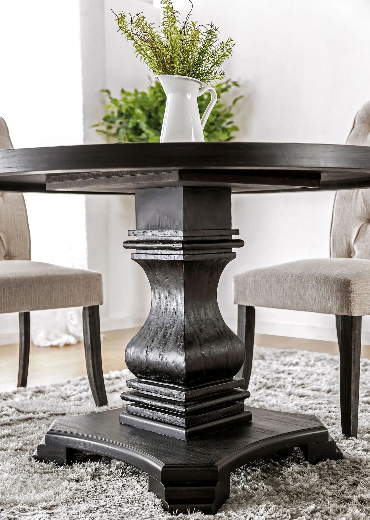 Nerissa Antique Black/Beige Round Table Only by Furniture of America at Eve Furniture