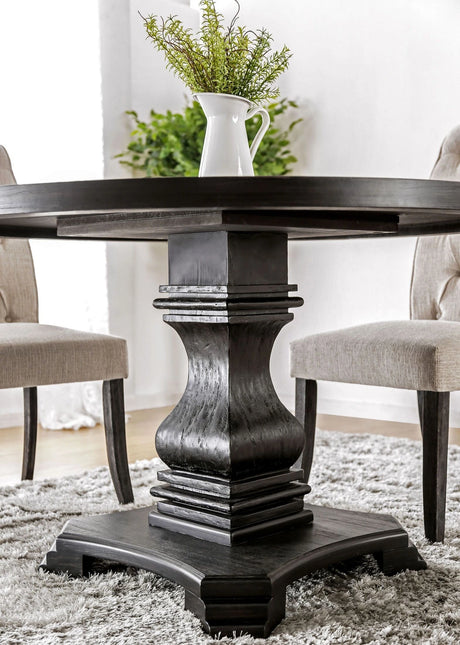 Nerissa Antique Black/Beige Round Table Only by Furniture of America at Eve Furniture