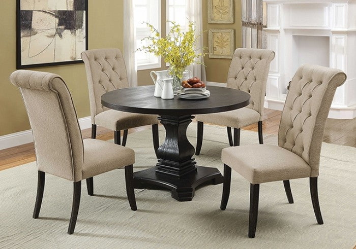 Nerissa Rustic/Antique Black/Beige 5-Piece Dining Room Set
