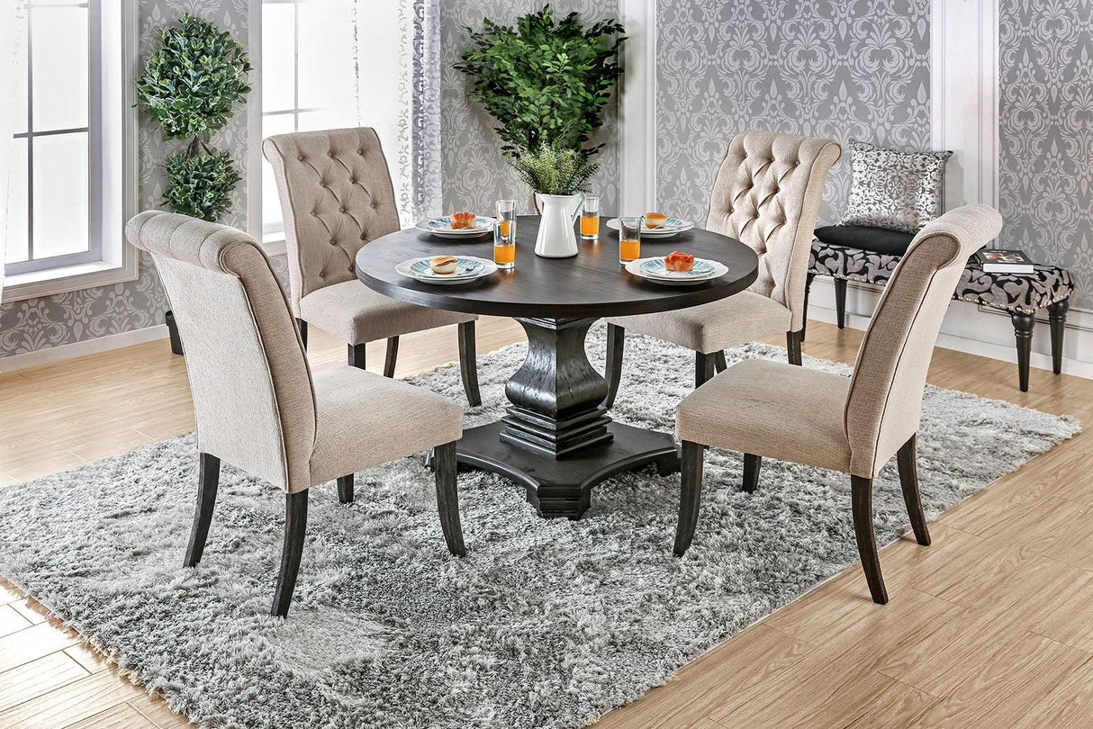 Nerissa Antique Black/Beige Round Table by Furniture of America at Eve Furniture