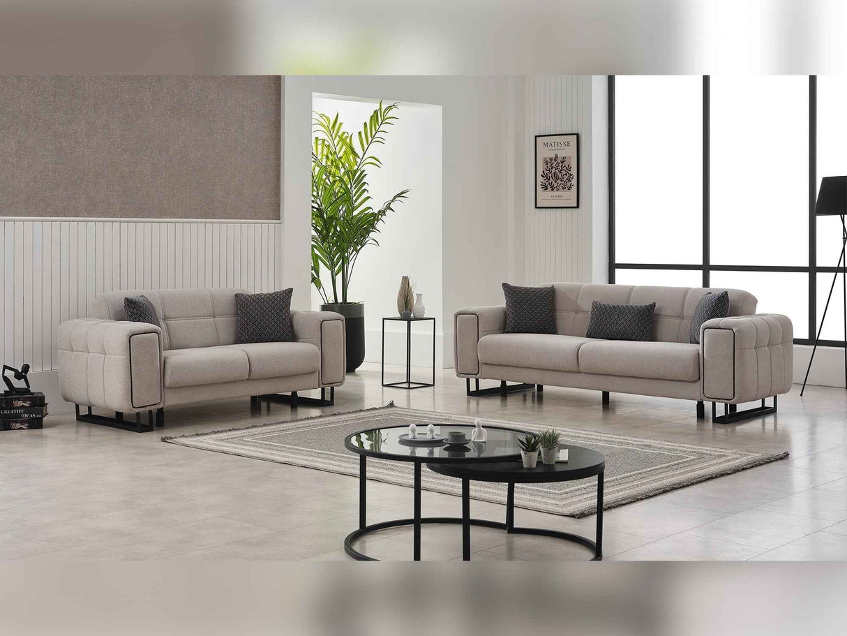 Nero 3-pieces (Sofa & Loveseat & Chair) Livingroom Set in Light Grey
