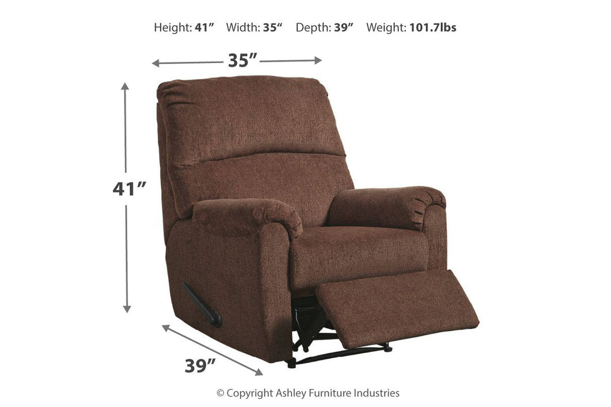 Nerviano Chocolate Recliner by ASHLEY FURNITURE at Eve Furniture