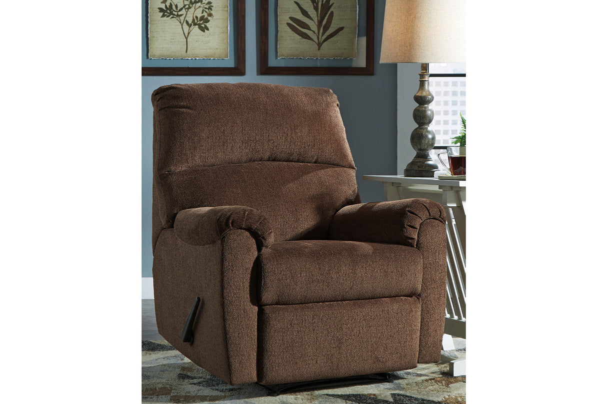 Nerviano Chocolate Recliner by ASHLEY FURNITURE at Eve Furniture