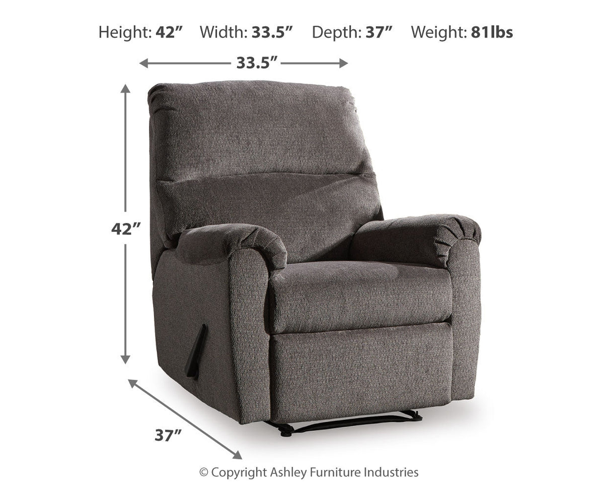 Nerviano Gray Recliner by Ashley at Eve Furniture