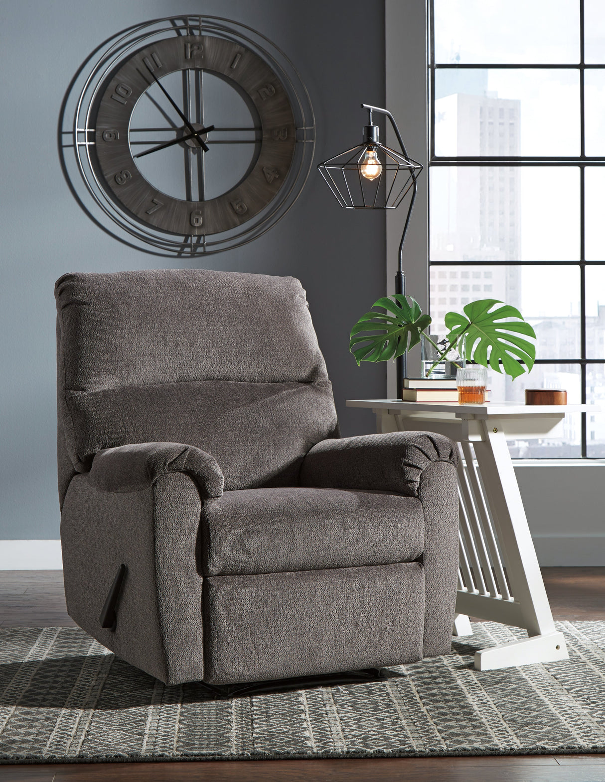 Nerviano Gray Recliner by Ashley at Eve Furniture