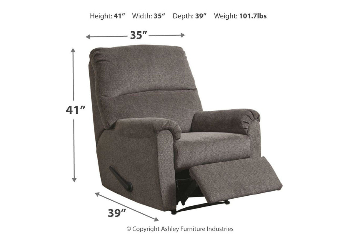Nerviano Gray Recliner by Ashley at Eve Furniture