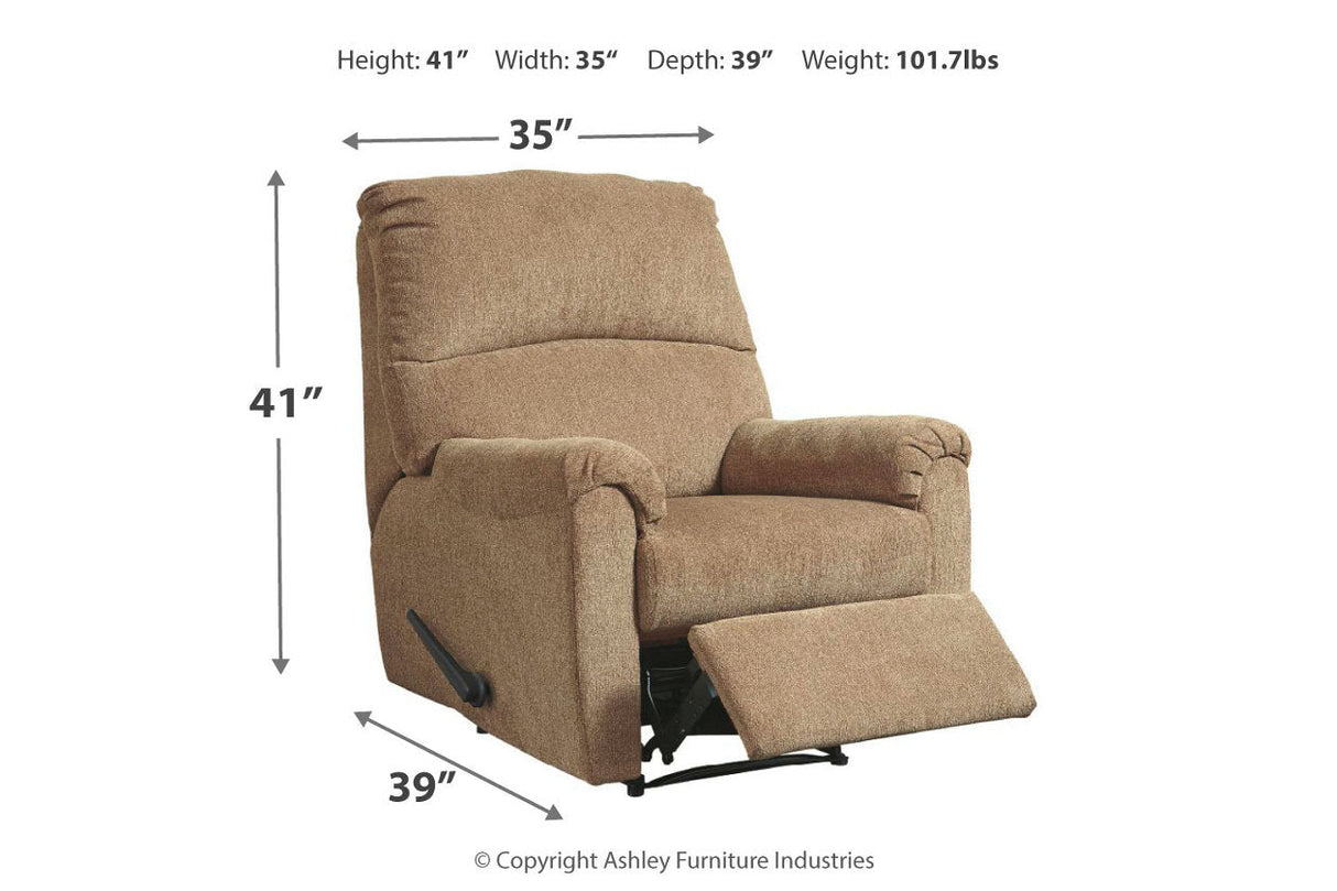 Nerviano Mocha Recliner by Ashley at Eve Furniture