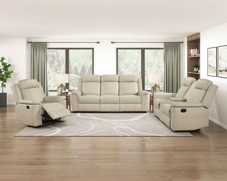 Nest Beige Double Reclining Loveseat with Center Console by Homelegance at Eve Furniture