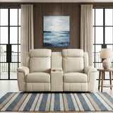Nest Beige Double Reclining Loveseat with Center Console by Homelegance at Eve Furniture