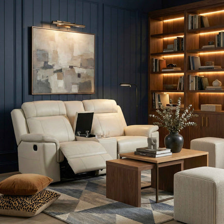Nest Beige Double Reclining Loveseat with Center Console by Homelegance at Eve Furniture