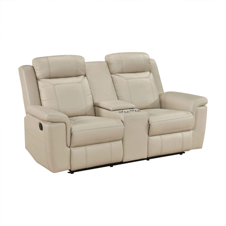 Nest Beige Double Reclining Loveseat with Center Console by Homelegance at Eve Furniture