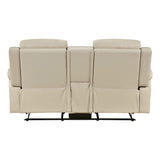 Nest Beige Double Reclining Loveseat with Center Console by Homelegance at Eve Furniture
