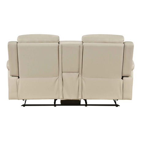 Nest Beige Double Reclining Loveseat with Center Console by Homelegance at Eve Furniture