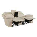 Nest Beige Double Reclining Loveseat with Center Console by Homelegance at Eve Furniture